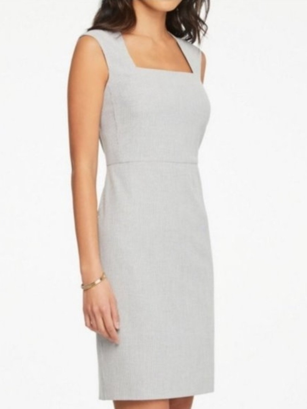 Ann Taylor Factory Square-Neck Midi Sheath Dress in Sage Green - Size 12
